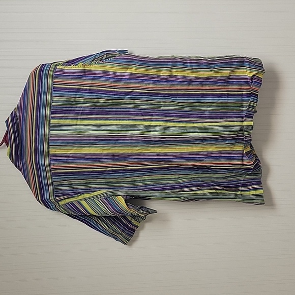 Jim Thompson 100% linen short sleeve striped men's sz large shirt - Picture 5 of 6